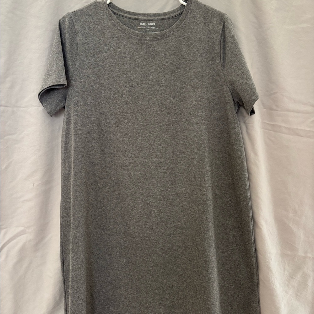 Eileen Fisher Charcoal Short Sleeve Jersey Dress